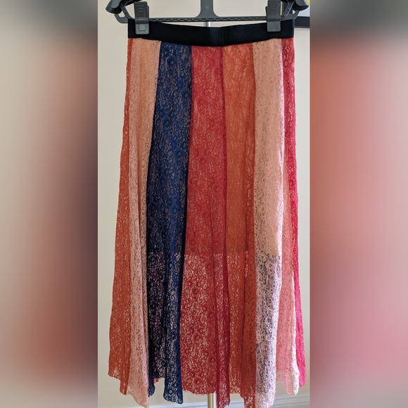Maje Sz 2 Multicolored Jupiter Midi Skirt - Picture 2 of 6